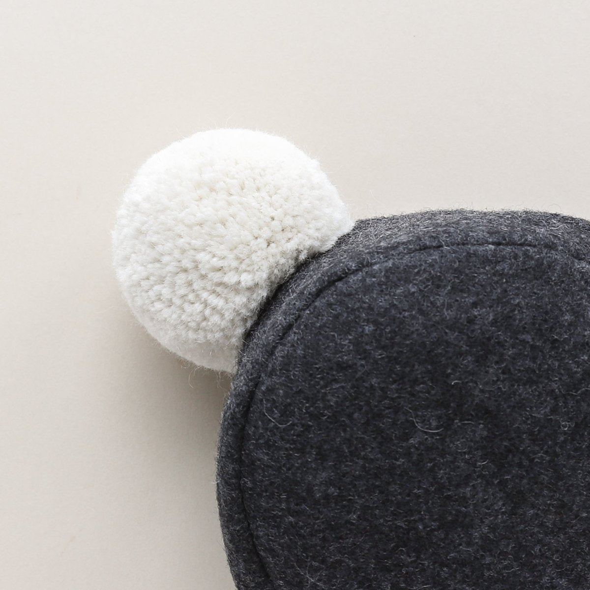 Charcoal Pom Bonnet Cotton-Lined