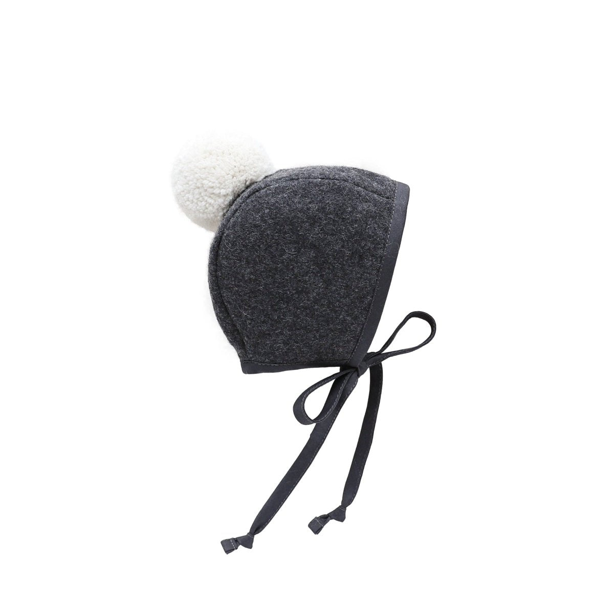 Charcoal Pom Bonnet Cotton-Lined