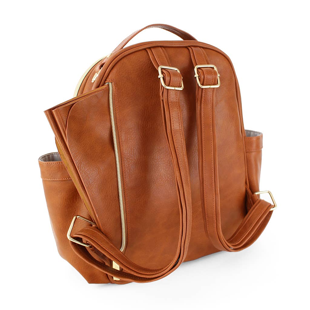 Cognac Itzy Mini Diaper Bag Backpack | Itzy Ritzy | Modern Nursery - Bee Like Kids