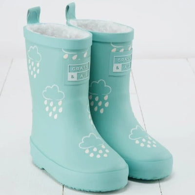 Color Changing Rubber Rain Boots - Pistachio | Grass and Air | Bee Like Kids