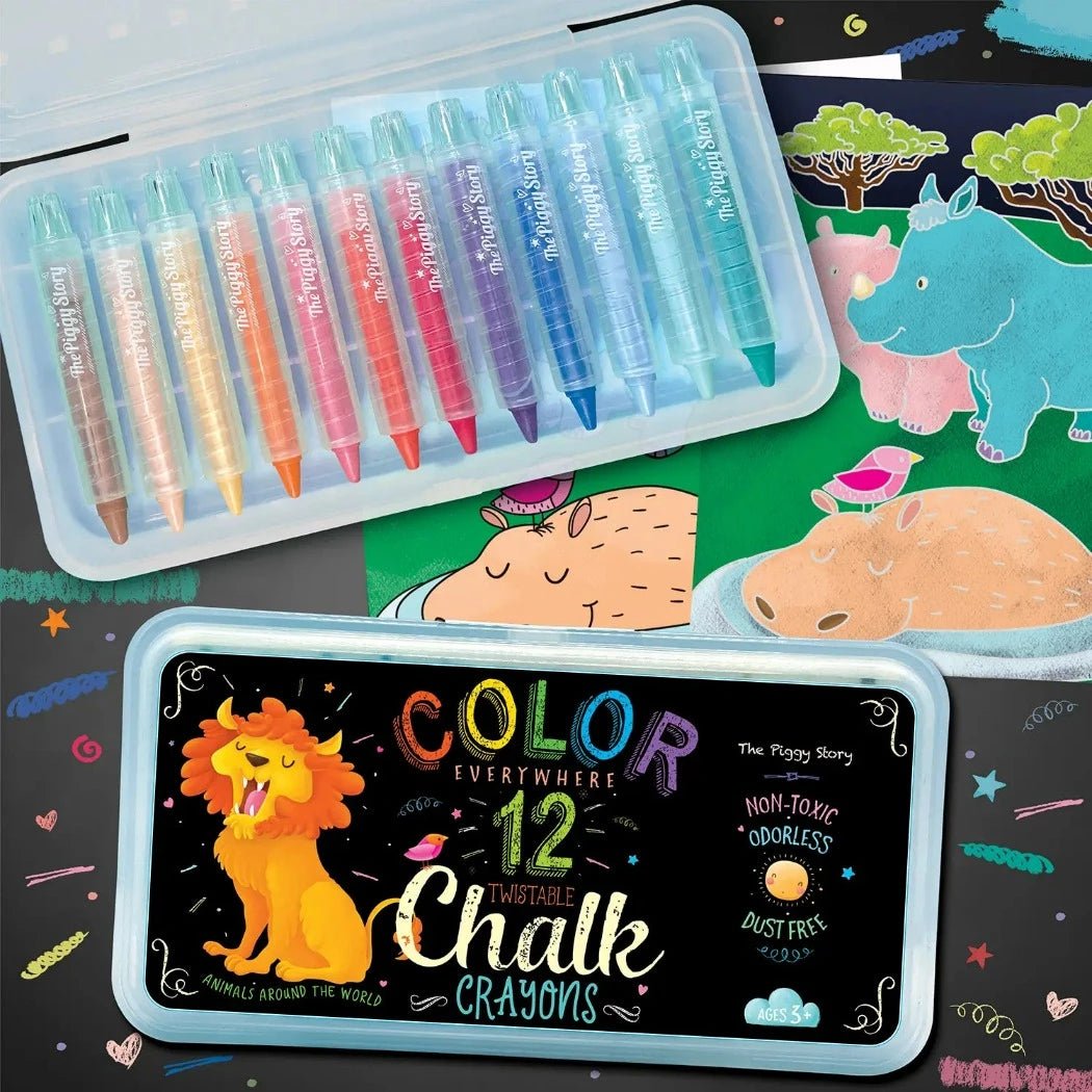 Color Everywhere Twistable Chalk Crayons - Animals | Non Toxic Crayons | Bee Like Kids
