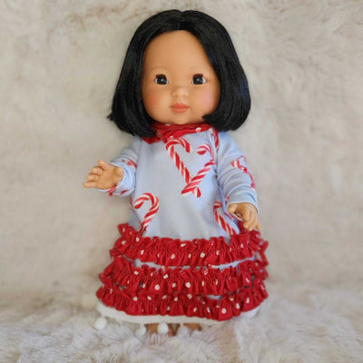 Doll and Me Ruffle Gown - Candy Cane Hearts| Bee Like Kids