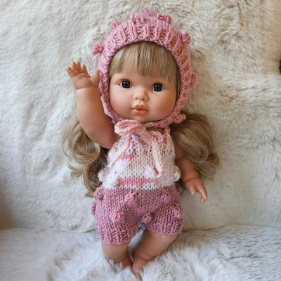 Doll Knit Bubble Romper Set | Minikane Romper Pink Set | Bee Like Kids