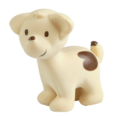 Natural Organic Rubber Teether, Rattle & Bath Toy - Puppy