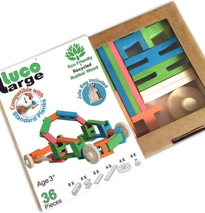 Eco Wooden Building Block - 36Pcs | Luco Toys | Toys - Bee Like Kids