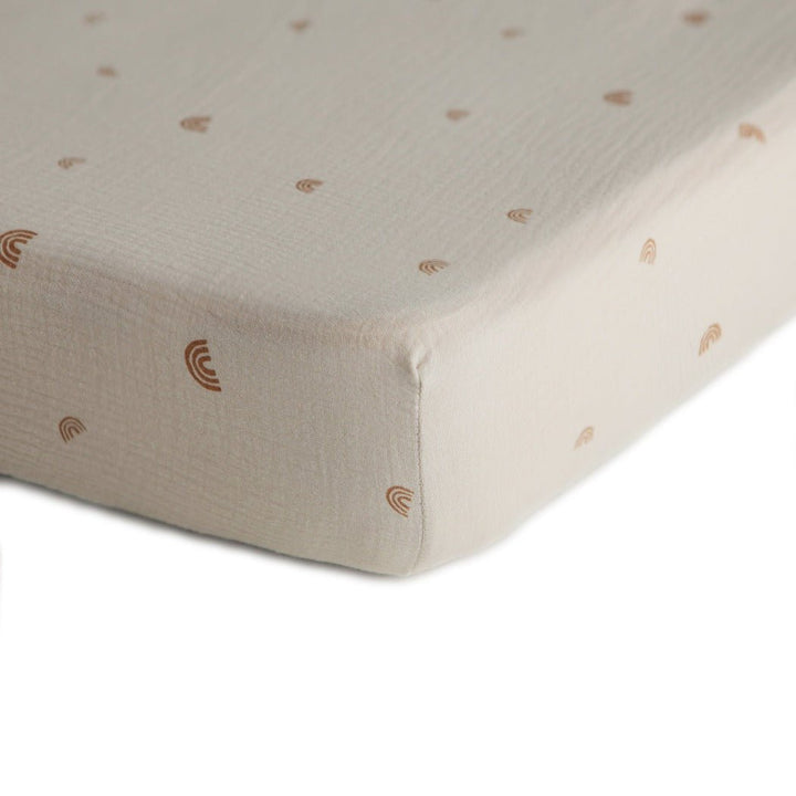 Mushie Extra Soft Muslin Crib Sheet  Rainbow | Bee Like Kids