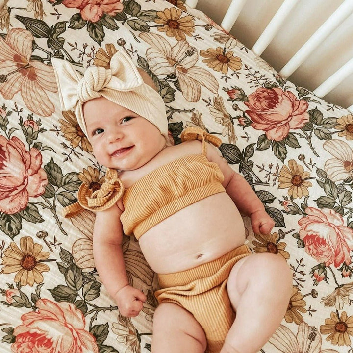 Garden Floral Crib Sheet| Mini Wander LLC | Bee Like Kids