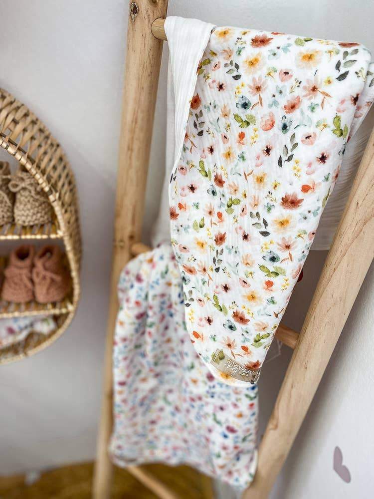 Floral Baby Blanket - Blush | Evelina Apparel | Bedding - Bee Like Kids