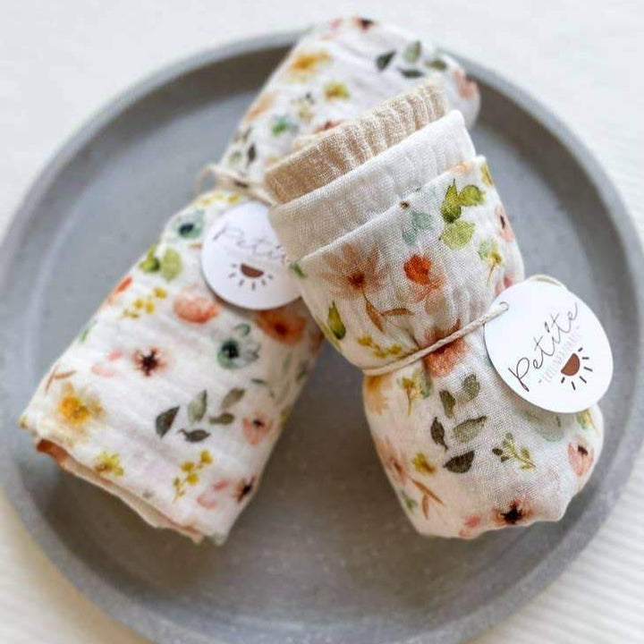 Floral Burp Cloth - Blush | Evelina Apparel | Baby Essentials - Bee Like Kids