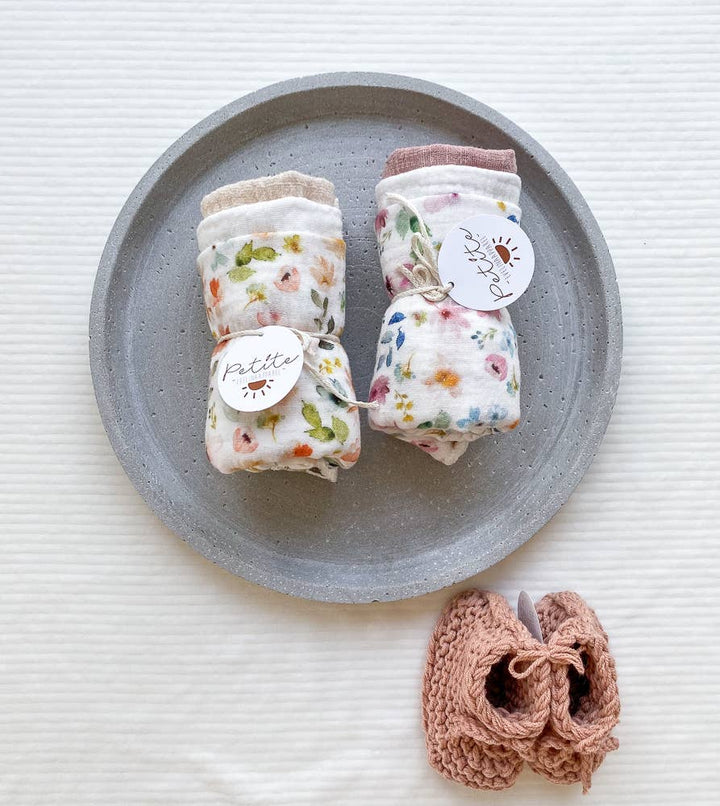Floral Burp Cloth - Blush | Evelina Apparel | Baby Essentials - Bee Like Kids