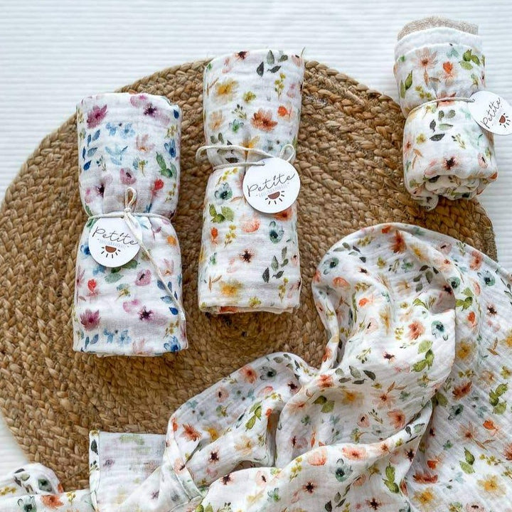 Floral Swaddle blanket - Blush | Evelina Apparel | Bedding - Bee Like Kids