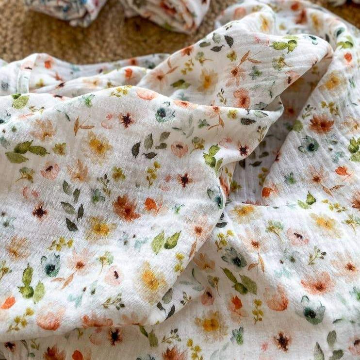 Floral Swaddle blanket - Blush | Evelina Apparel | Bedding - Bee Like Kids