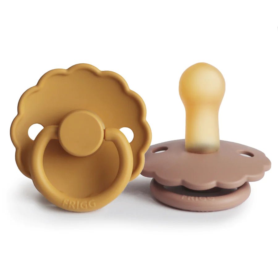 FRIGG Daisy Natural Rubber Baby Pacifier - Rose Gold/Honey Gold