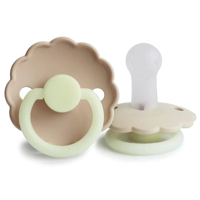 FRIGG Daisy Night Silicone Baby Pacifier - Croissant / Cream