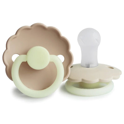 FRIGG Daisy Night Silicone Baby Pacifier - Croissant / Cream