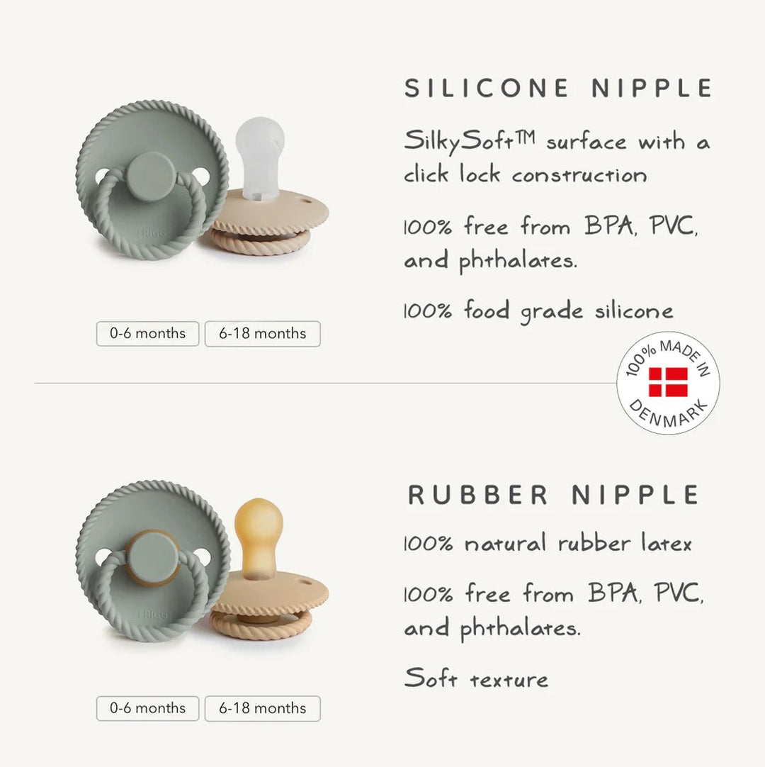 FRIGG Rope Silicone Pacifier - Cream and Croissant