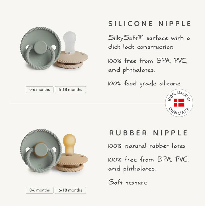 FRIGG Rope Silicone Pacifier - Cream and Croissant