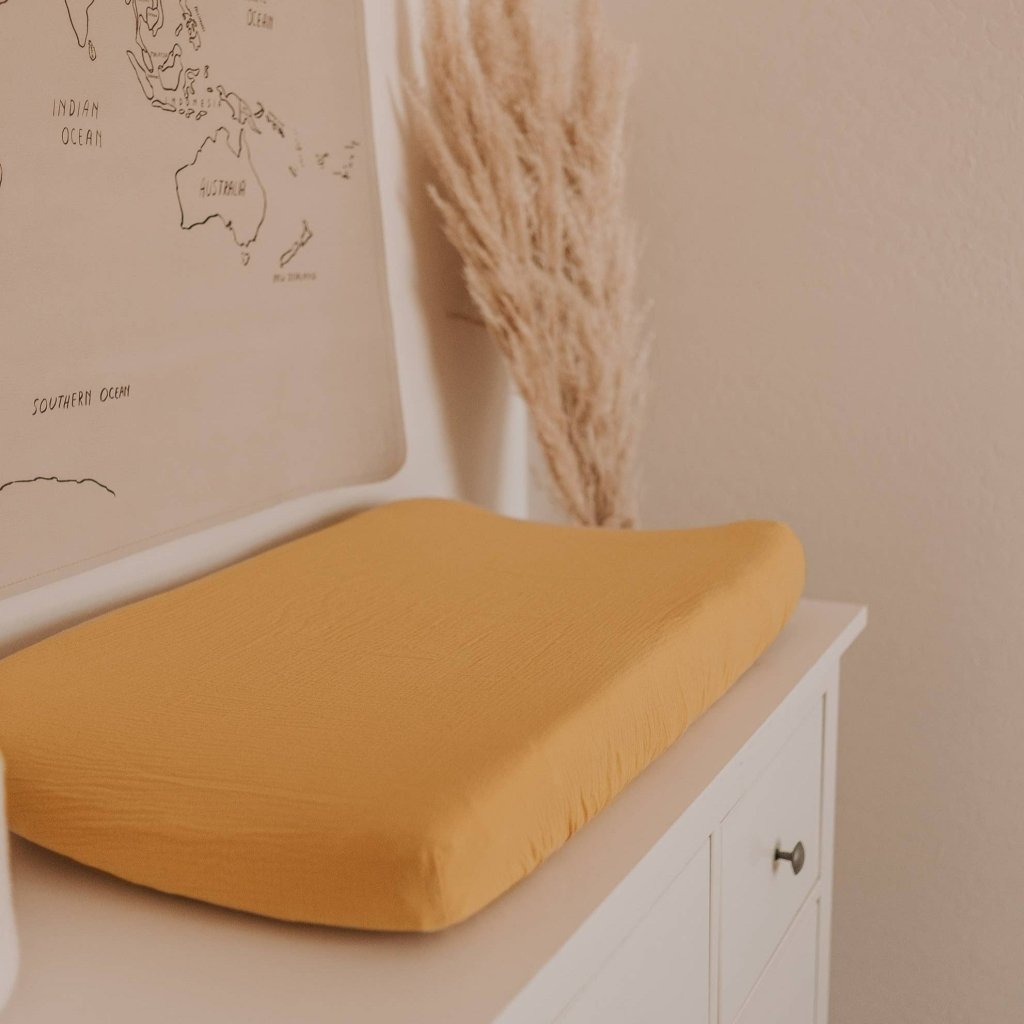Gauze Changing Pad Cover - Honey | Brixton Phoenix | Bedding - Bee Like Kids