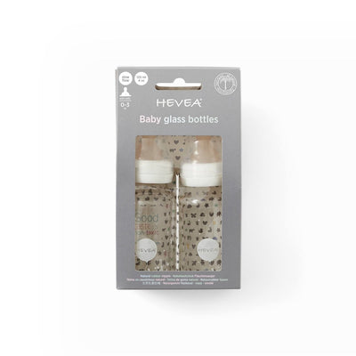 Glass Baby Bottle 4oz - 2 Pack | Hevea | Feeding - Bee Like Kids