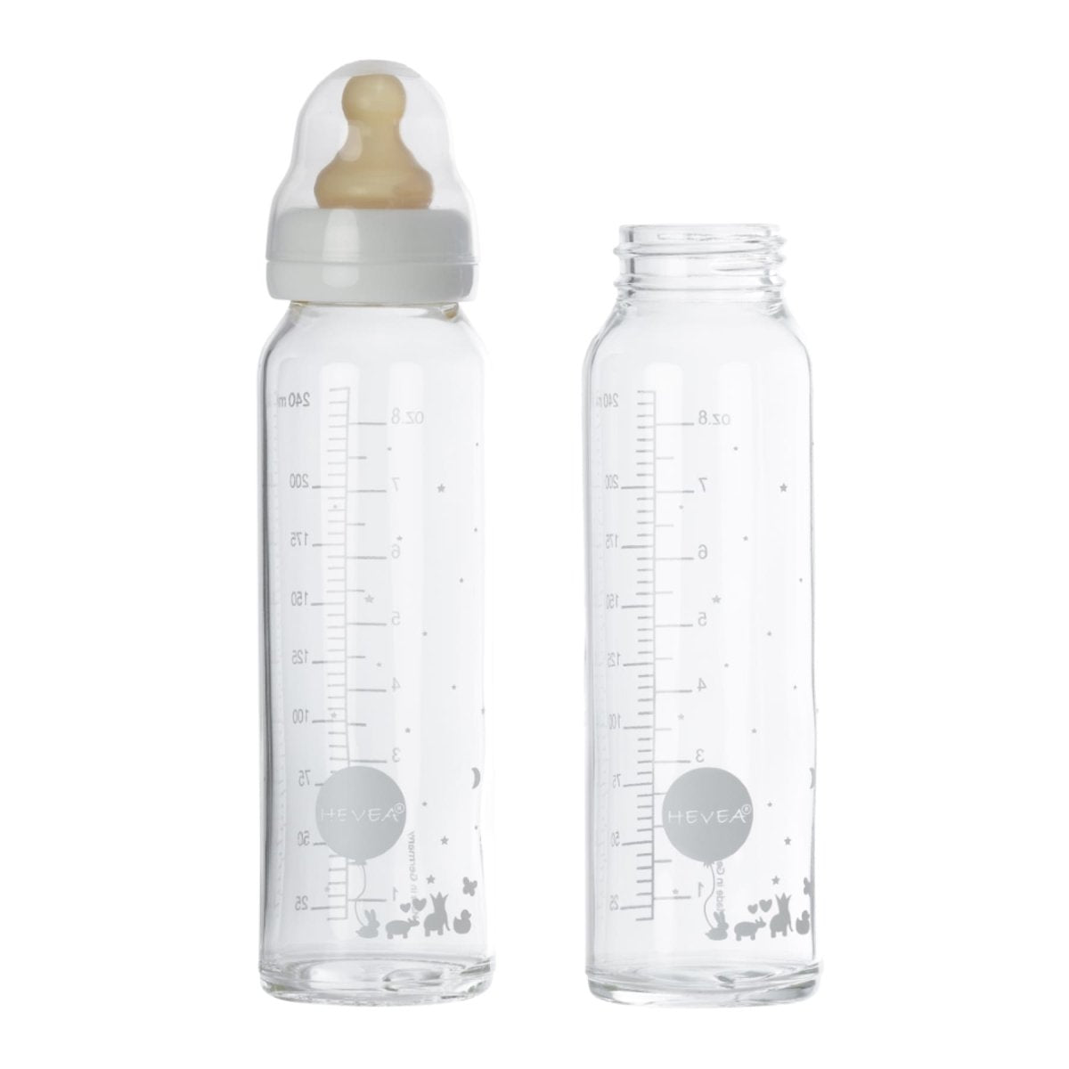 Glass Baby Bottle 8oz - 2 Pack | Hevea | Feeding - Bee Like Kids