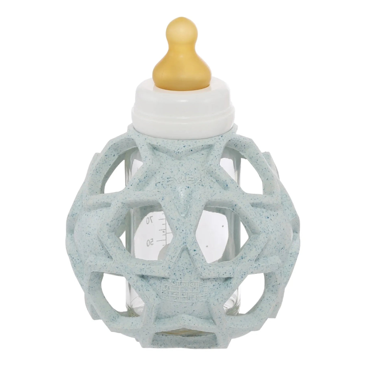 Glass Baby Bottle with Upcycled Star Ball Cover - Blue
