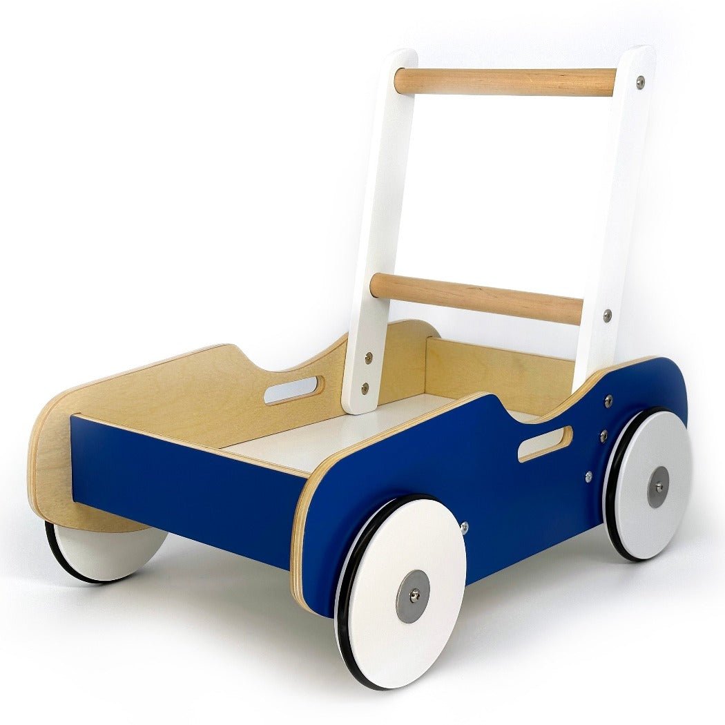 Handcrafted Wooden Push Cart Navy Blue