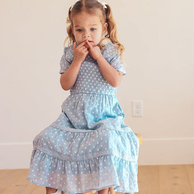 Isla Dot Dress in Blue - Kids