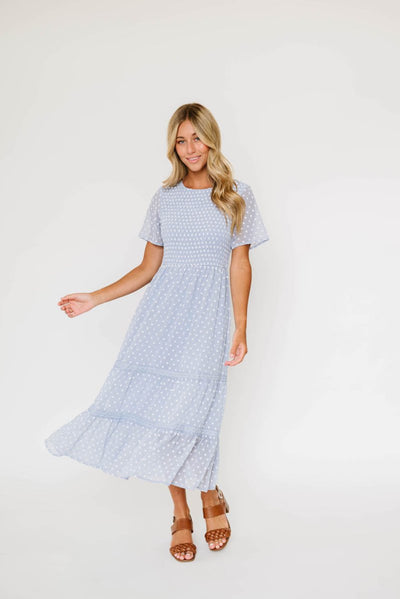 Isla Dot Dress in Blue