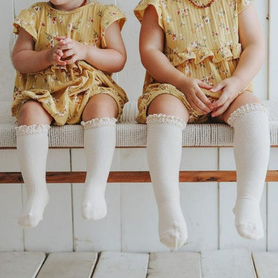 Ivory Lace Top Knee High Socks