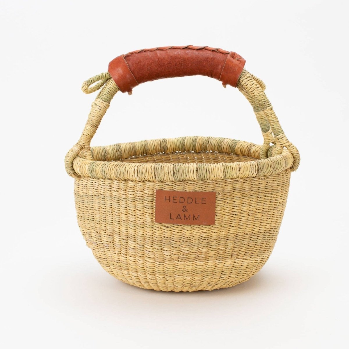 Kandiga Mini Bolga Basket - Red Brown Handle
