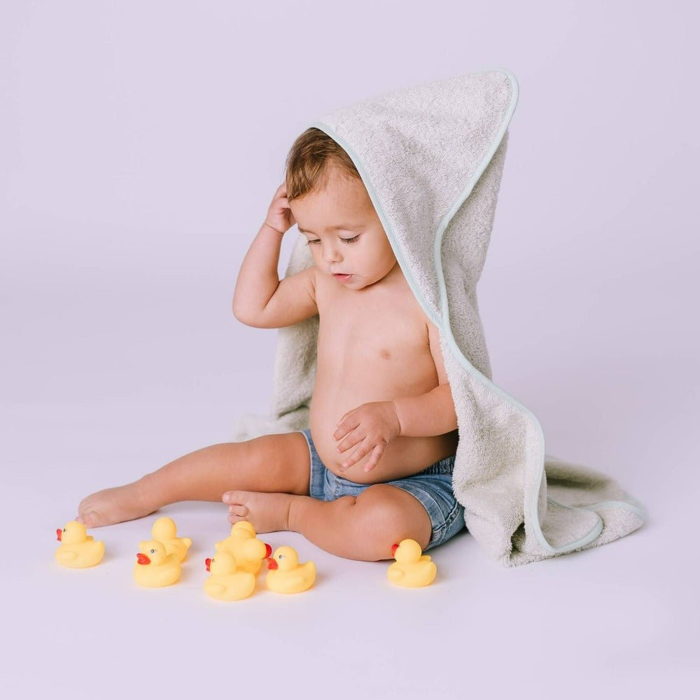 Kids Organic Hooded Terry Towel - Sage | micu micu | Baby Essentials - Bee Like Kids