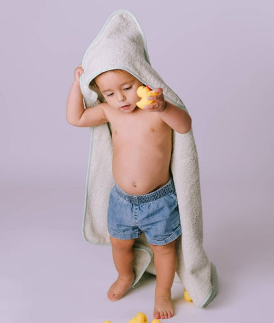 Kids Organic Hooded Terry Towel - Sage | micu micu | Baby Essentials - Bee Like Kids