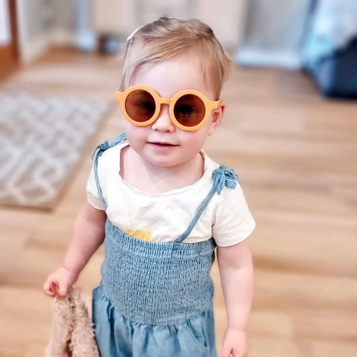 Kids Round Retro Sunglasses Mustard | Bee Like Kids