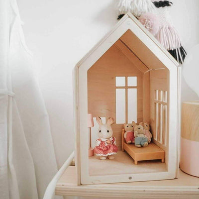 Large Wooden Dollhouse With Magnets - Natural | Babai | Toys - Bee Like Kids