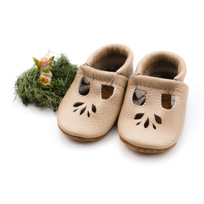 LOTUS T-strap Leather Baby and Toddler Shoes - Barley | Starry Knight Design | Bee Like Kids