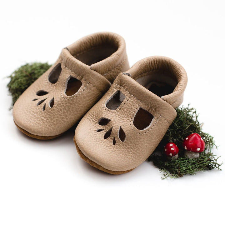 LOTUS T-strap Leather Baby and Toddler Shoes - Barley  | Starry Knight Design | Bee Like Kids