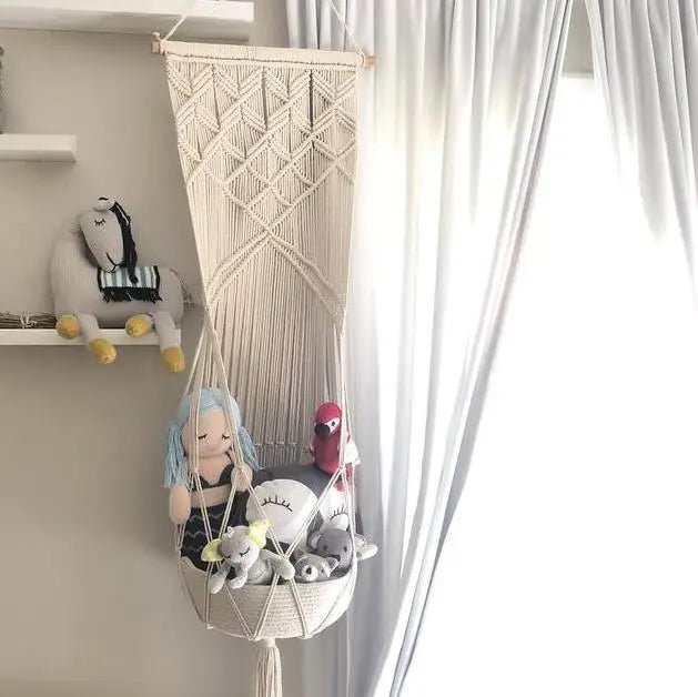 Macrame Toy Hanging Basket | Finn and Emma | Bee Like kids