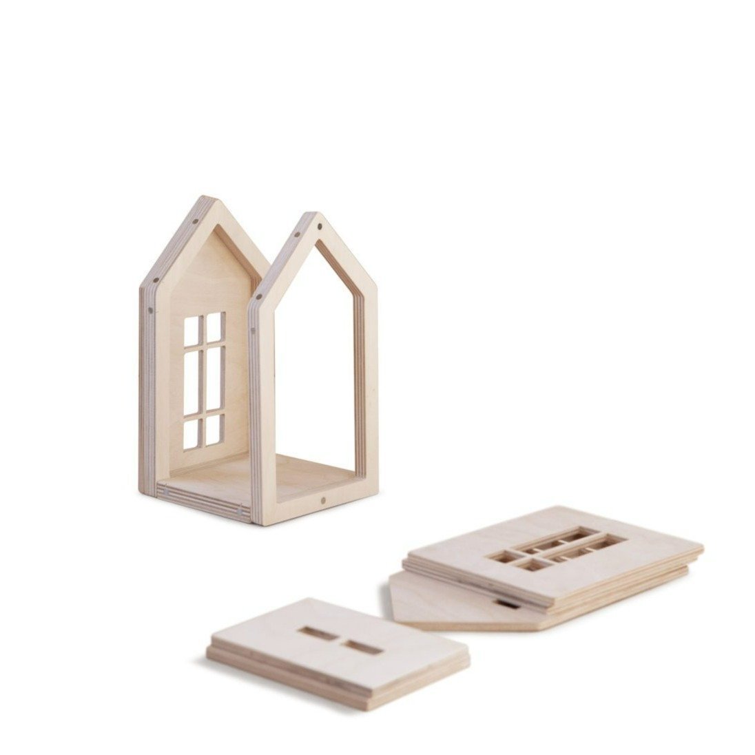 Medium Wooden Dollhouse With Magnets - Natural | Babai | Toys - Bee Like Kids
