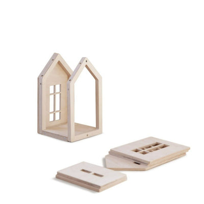 Medium Wooden Dollhouse With Magnets - Natural | Babai | Toys - Bee Like Kids