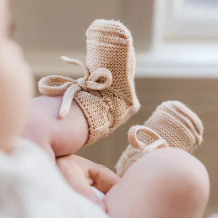 Merino Wool Baby Booties - Oat | Hvid | Bee Like Kids