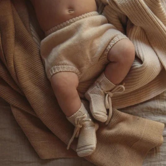Merino Wool Baby Booties Off-White | Hvid | Bee Like Kids