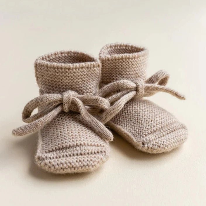 Merino Wool Baby Booties - Sand | Hvid | Bee Like Kids
