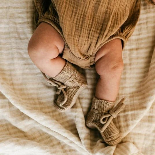 Merino Wool Baby Booties - Sand | Hvid | Bee Like Kids