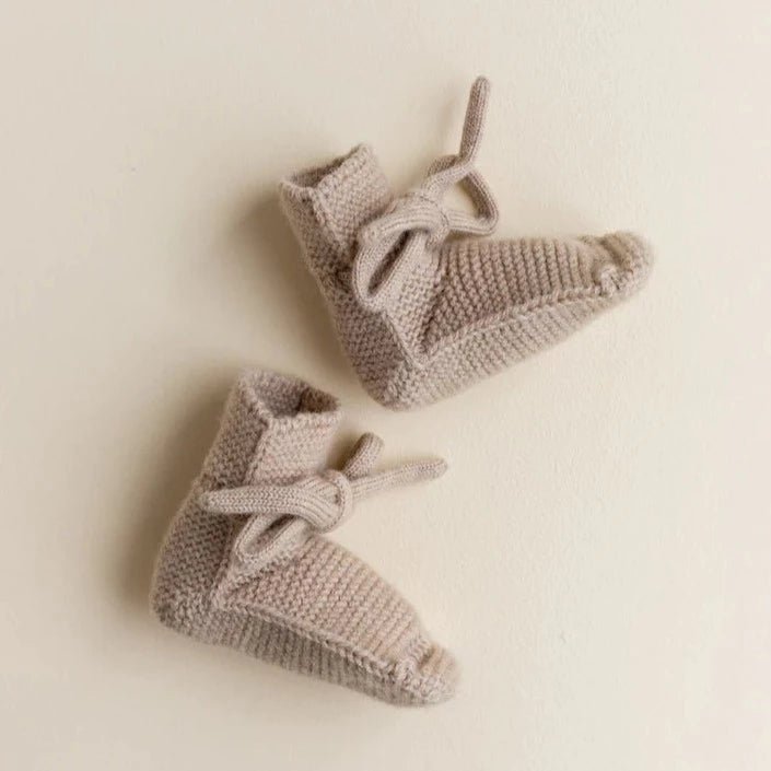 Merino Wool Baby Booties - Sand | Hvid | Bee Like Kids