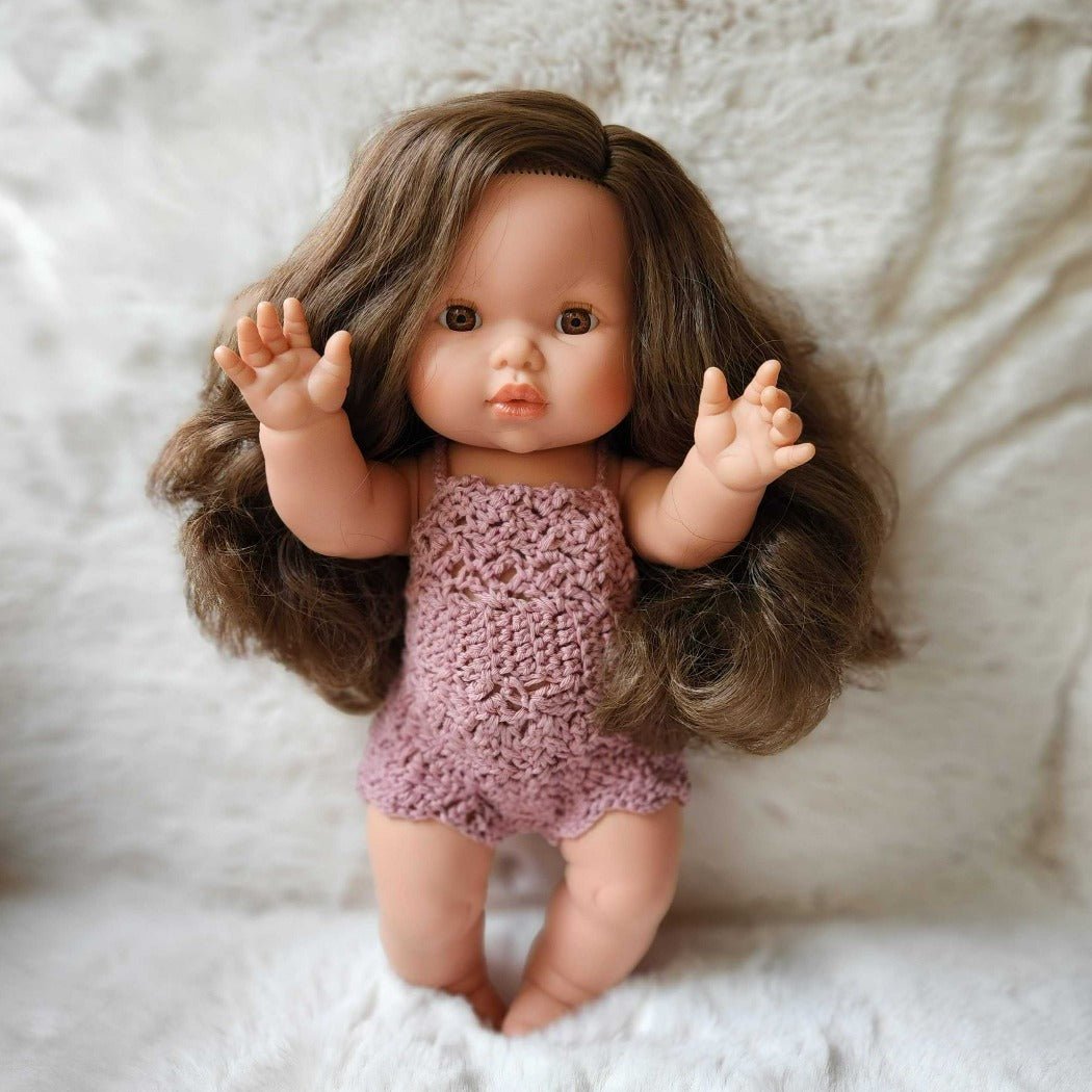 Mini Colettos Brunette Baby Girl Doll - Alaska | Bee Like Kids