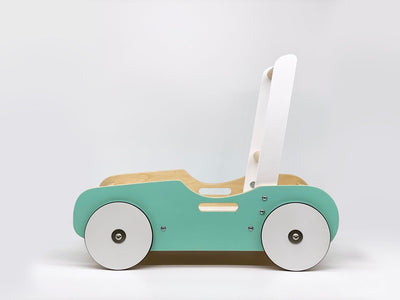 Mint Green Handcrafted Wooden Push Cart