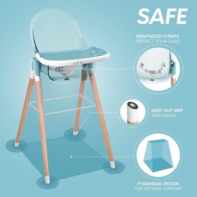 Modern Baby High Chair 6-in-1 / Blue | Children of Design | Feeding - Bee Like Kids