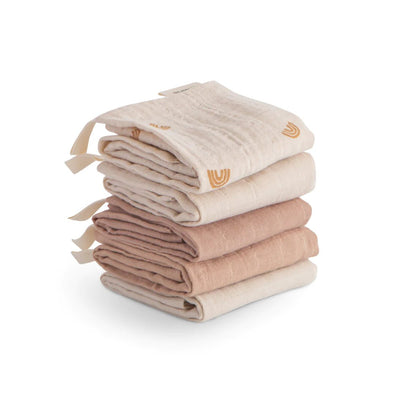 Muslin Cotton Washcloth 5-Pack - Rainbow