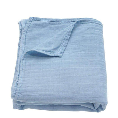 Muslin Swaddle Blanket - Blue | Ali+Oli | Bedding - Bee Like Kids