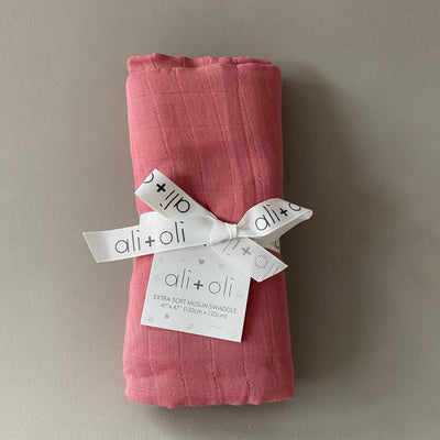 Muslin Swaddle Blanket - Mauve | Ali+Oli | Bedding - Bee Like Kids